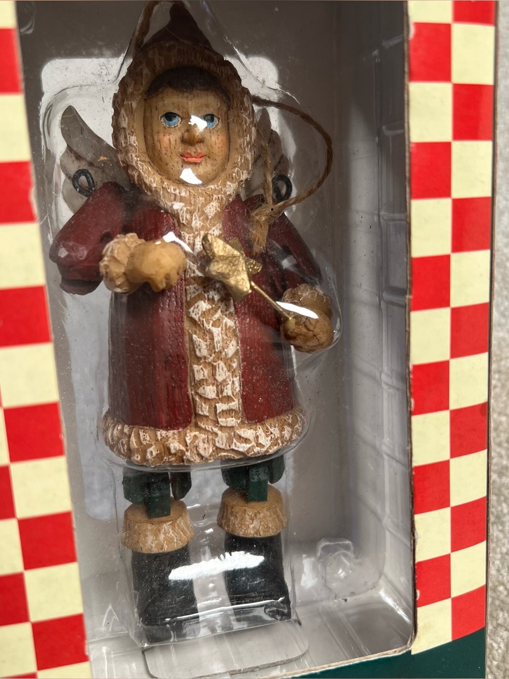 Wooden Ornaments Christmas Ornament Angel In Boots Red Holiday Tree Decor
